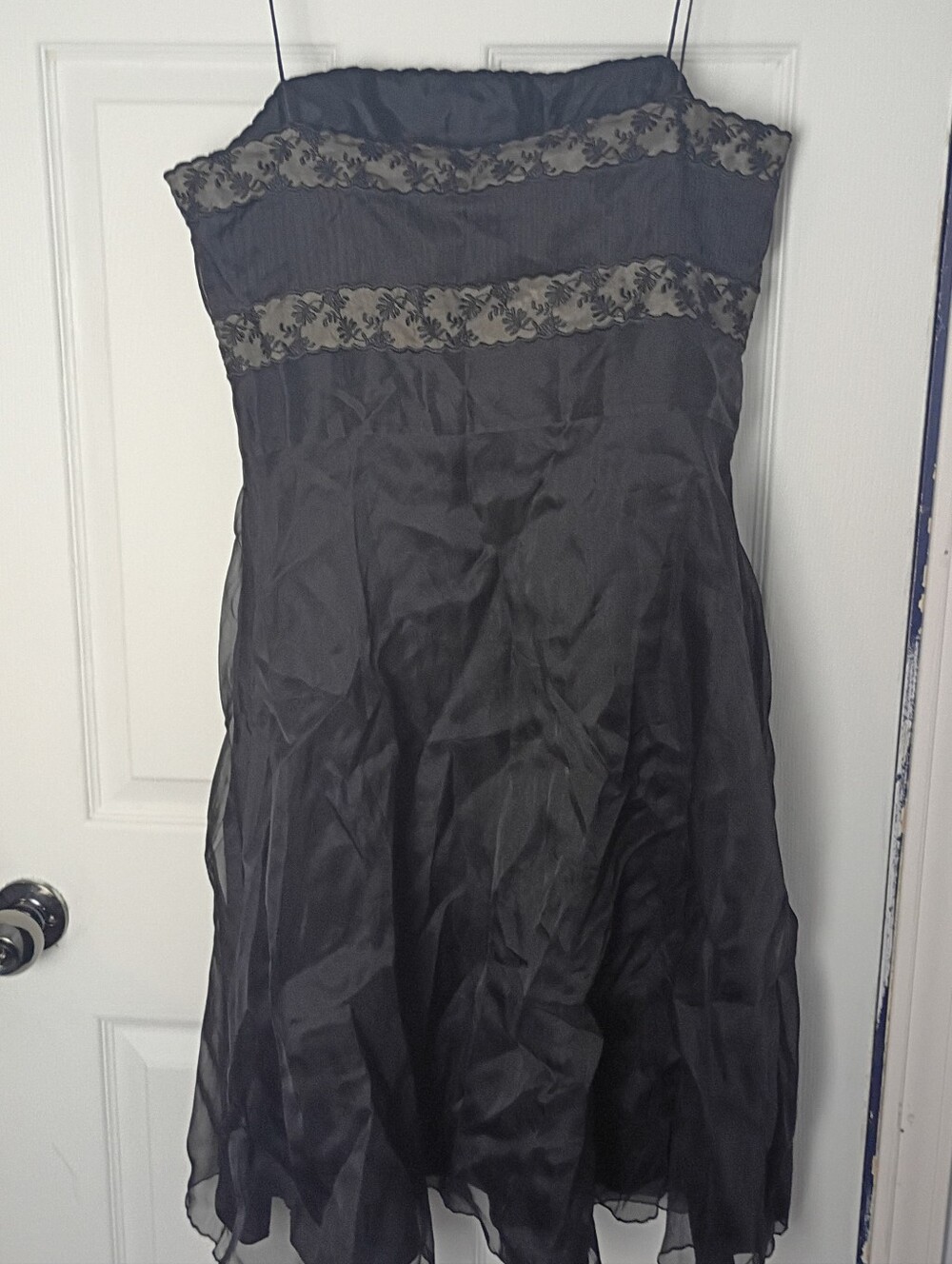 VTG Ann Taylor 100% Silk Black Slip Dress Cocktail Floral Embroidery Y2k NWT 14